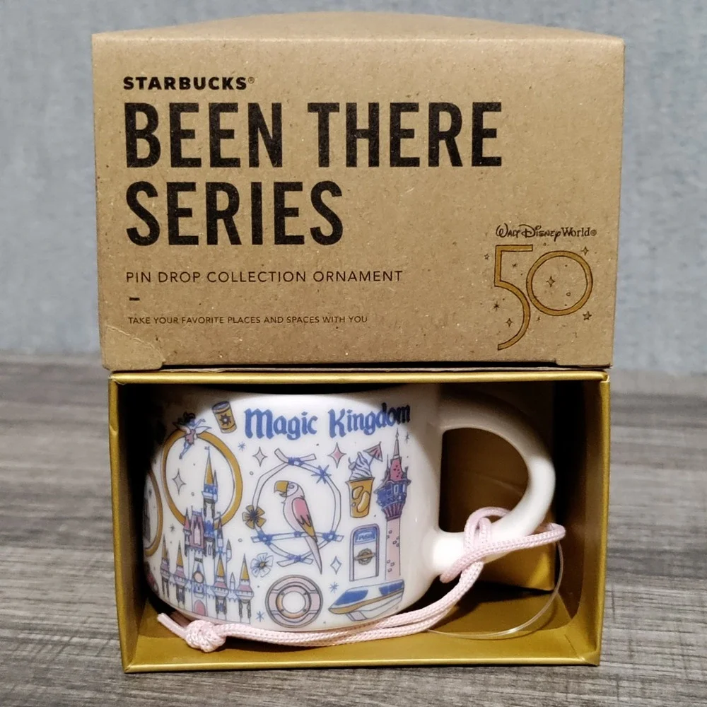Disney 50th‎ Anniversary Been There Series Starbucks Mug Ornament Magic Kingdom